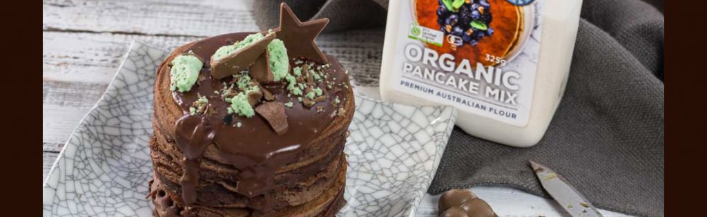 Choc pancakes made with Kialla's pancake mix