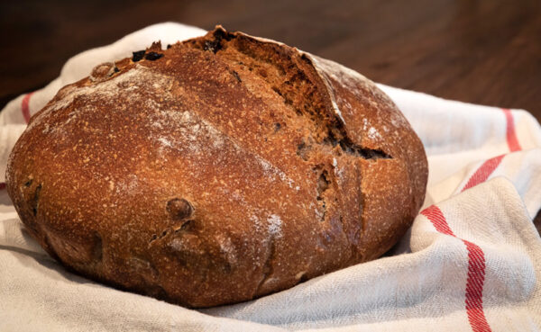 Sourdough bread made with beer and olives
